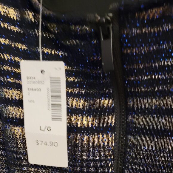 Sparkly Navy Blue and Gold Threaded Dress - Picture 7 of 7